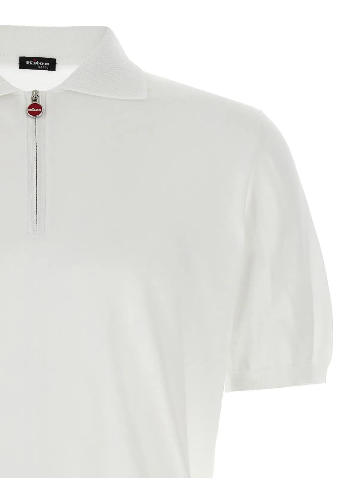 Поло Kiton Honeycomb Біле 3 Honeycomb polo shirt Man KITON White