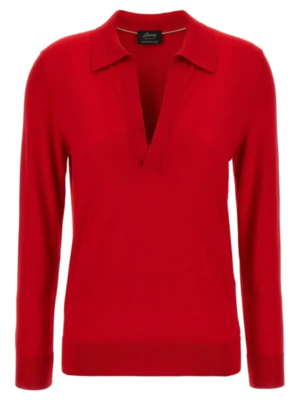 Cashmere and silk polo shirt BRIONI Red