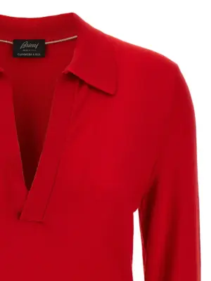 Cashmere and silk polo shirt Woman BRIONI Red