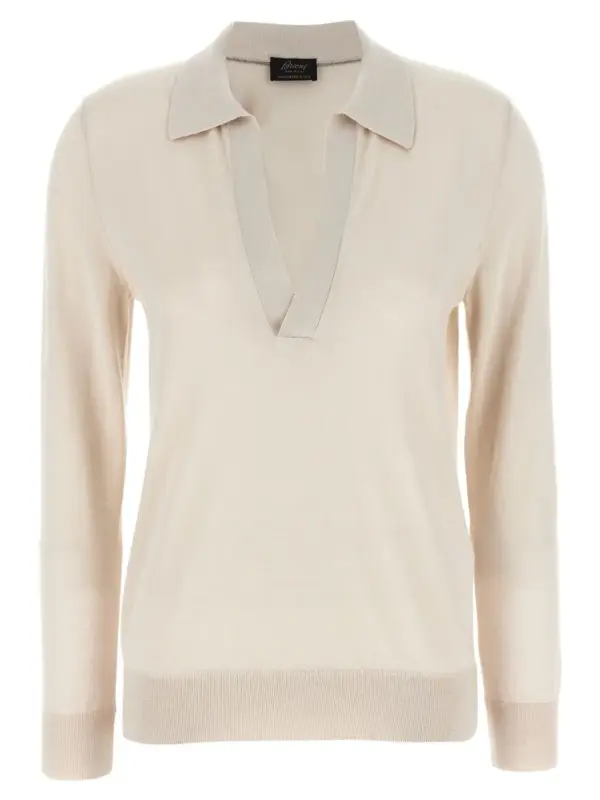 Cashmere and silk polo shirt BRIONI Beige