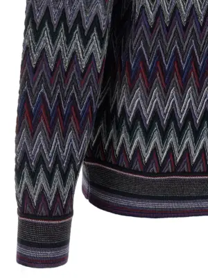 Zigzag pattern sweater 100% wool MISSONI Blue