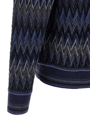 Zigzag pattern sweater 100% wool MISSONI Blue