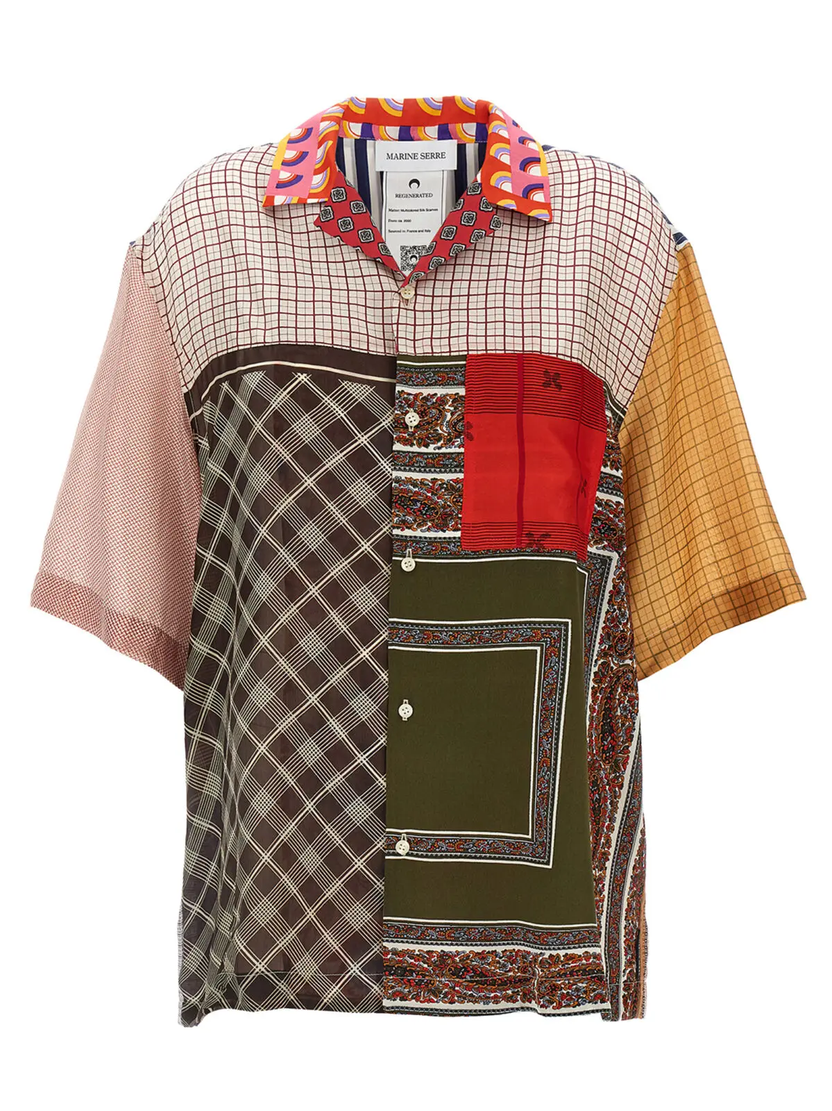 Сорочка Regenerated Silk Scarves Bowling Marine Serre Багатокольорова 5 'Regenerated Silk Scarves Bowling' shirt Spring Summer 2025 MARINE SERRE Multicolor