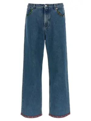 Valentino Garavani floral insert jeans VALENTINO GARAVANI Blue