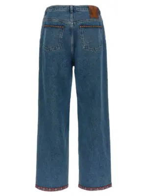 Valentino Garavani floral insert jeans V3DE04RB0W558 VALENTINO GARAVANI Blue