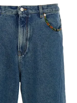 Valentino Garavani floral insert jeans Man VALENTINO GARAVANI Blue