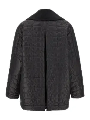 'Black Shiny Quilt Midi' jacket W0343252 GANNI Black