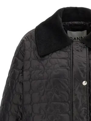 'Black Shiny Quilt Midi' jacket Woman GANNI Black
