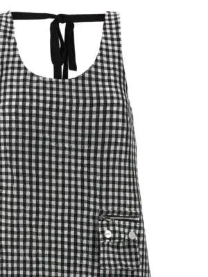 'Crinkled Check Long' dress Woman GANNI Black