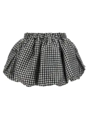 'Crinkled Check Mini Bubble' skirt W0465099 GANNI Black