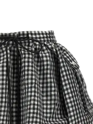 'Crinkled Check Mini Bubble' skirt Woman GANNI Black