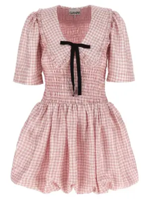 'Pink Check' dress GANNI Pink
