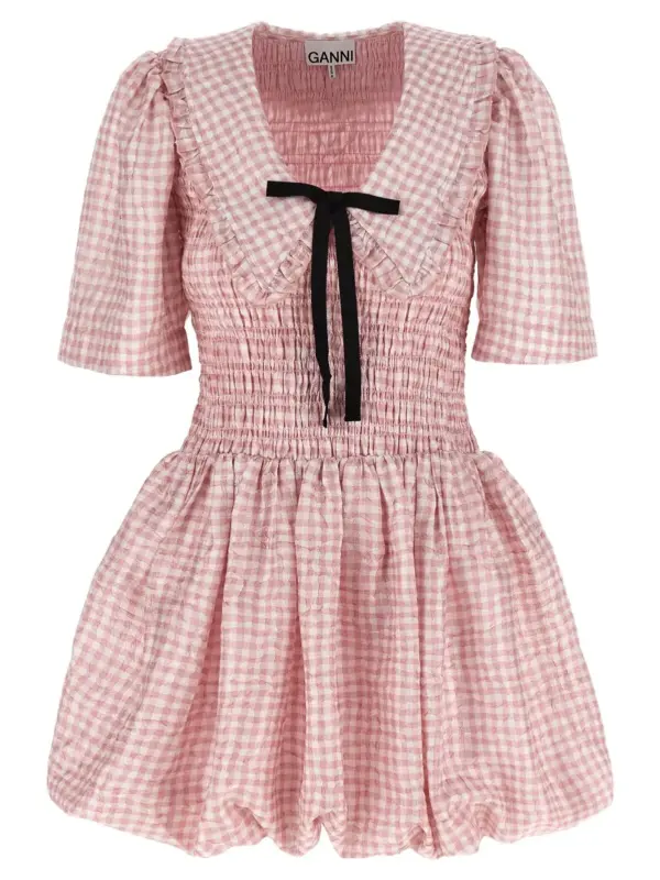 'Pink Check' dress GANNI Pink