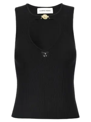 'Moon Jewelry Knit Open Neck' top MARINE SERRE Black