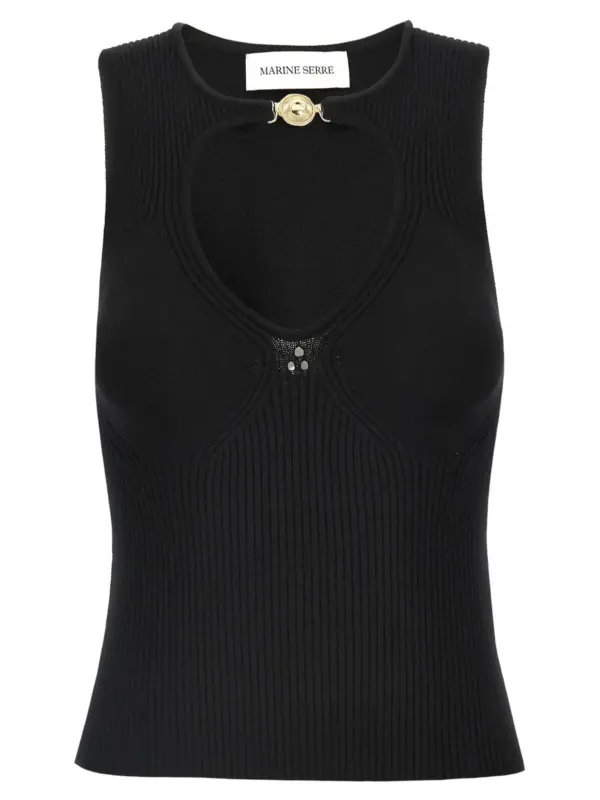 'Moon Jewelry Knit Open Neck' top MARINE SERRE Black