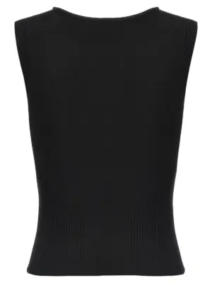 'Moon Jewelry Knit Open Neck' top WTK058ACKNI0514BK99 MARINE SERRE Black