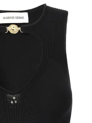 'Moon Jewelry Knit Open Neck' top Woman MARINE SERRE Black