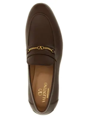 Valentino Garavani 'VLogo Signature' loafers 100% goat leather VALENTINO GARAVANI Brown