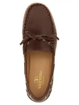 Valentino Garavani 'Palm Avenue' Boat Shoe 100% buffalo leather VALENTINO GARAVANI Brown
