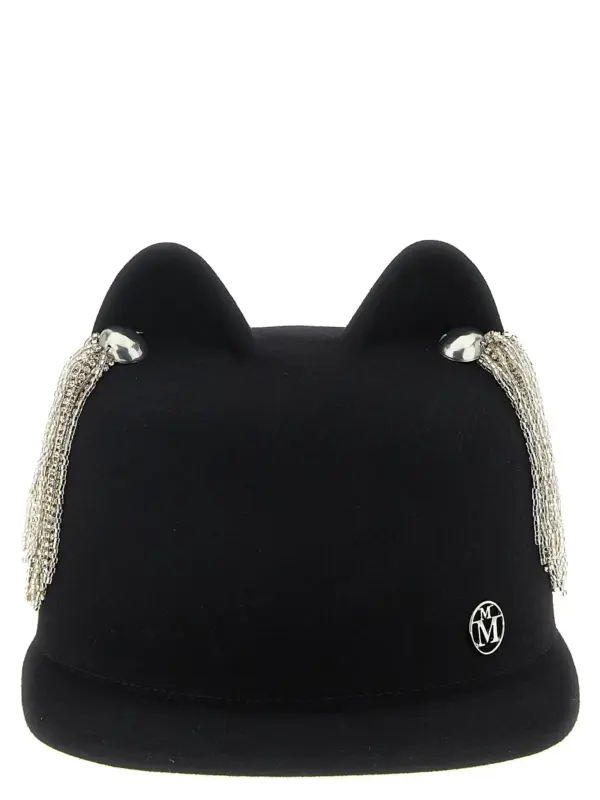 'Jamie' hat with crystals MAISON MICHEL Black