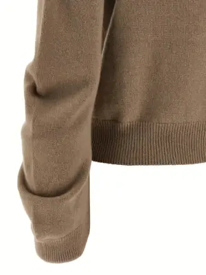 Curved sleeve sweater 100% virgin wool NUDE Beige