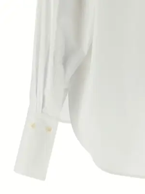 Lavallière collar shirt 100% cotton NUDE White