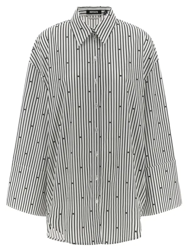 'Poplin Oversized Striped' shirt ROTATE BIRGER CHRISTENSEN White/Black
