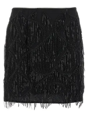 Beaded fringed skirt ROTATE BIRGER CHRISTENSEN Black