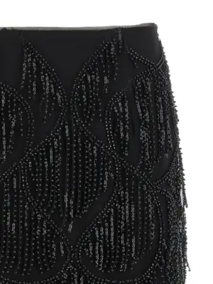 Beaded fringed skirt Woman ROTATE BIRGER CHRISTENSEN Black