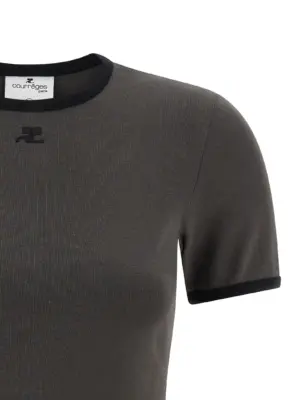 'Signature Contrast' T-shirt Woman COURREGES Gray