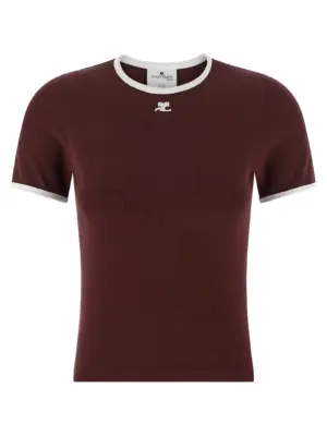 'Signature Contrast' T-shirt COURREGES Bordeaux