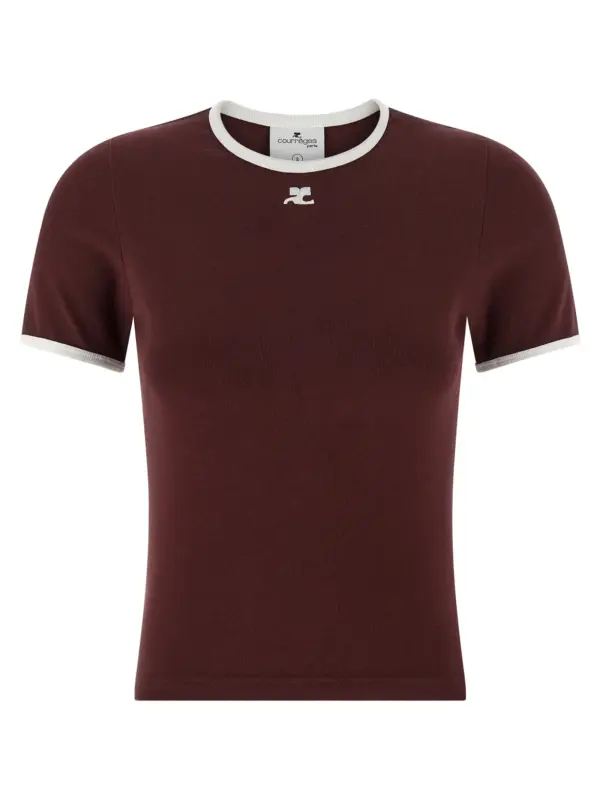 'Signature Contrast' T-shirt COURREGES Bordeaux