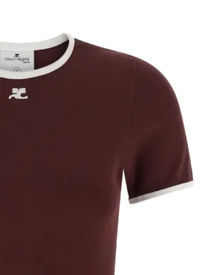 'Signature Contrast' T-shirt Woman COURREGES Bordeaux