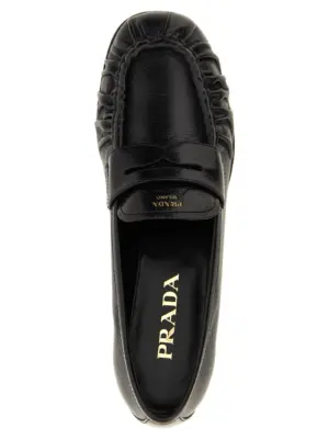 Curled toe moccasins 100% buffalo leather PRADA Black