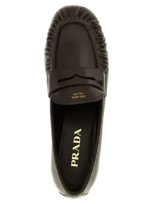Curled toe moccasins 100% buffalo leather PRADA Brown