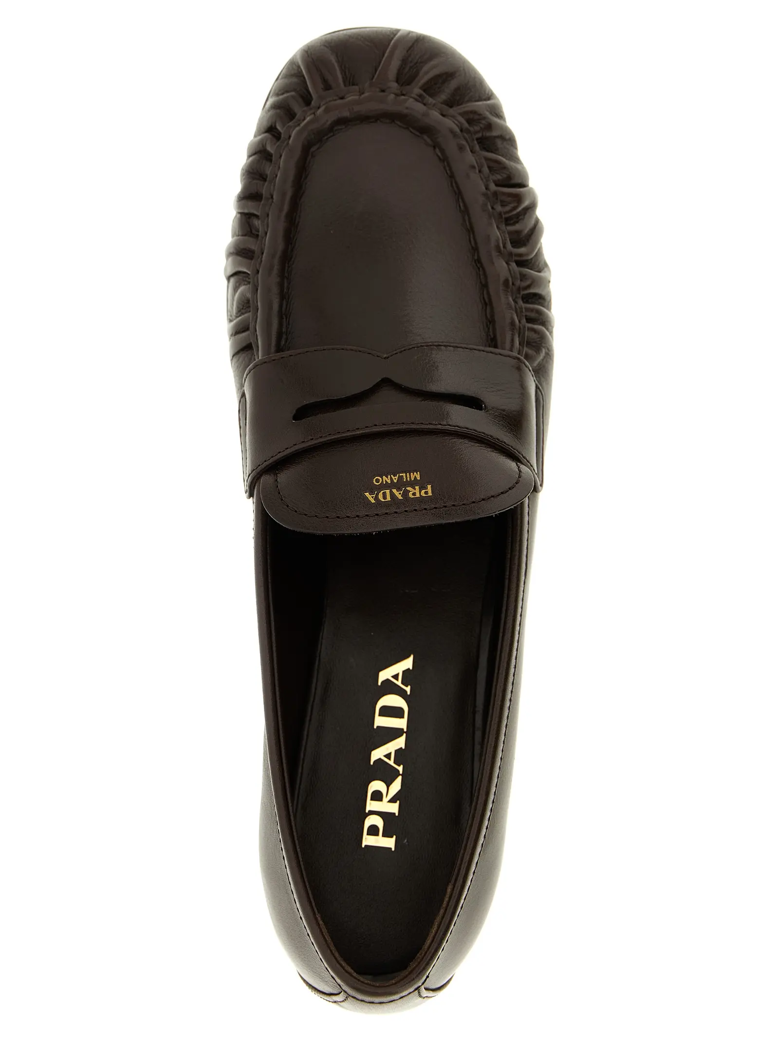 Мокасини з загнутим носком Prada Коричневі 4 Curled toe moccasins 100% buffalo leather PRADA Brown