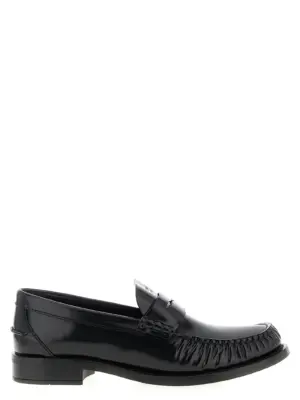 Brushed leather loafers PRADA Black