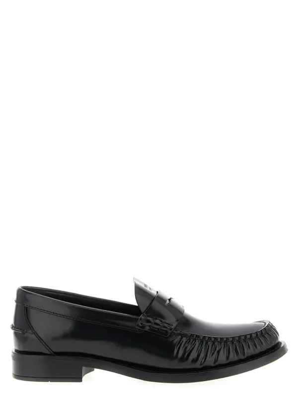 Brushed leather loafers PRADA Black