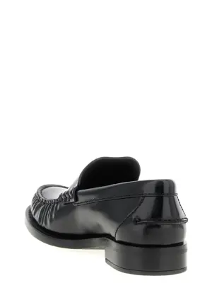Brushed leather loafers Woman PRADA Black