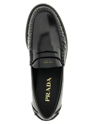 Brushed leather loafers 100% calfskin leather (Bos Taurus) PRADA Black