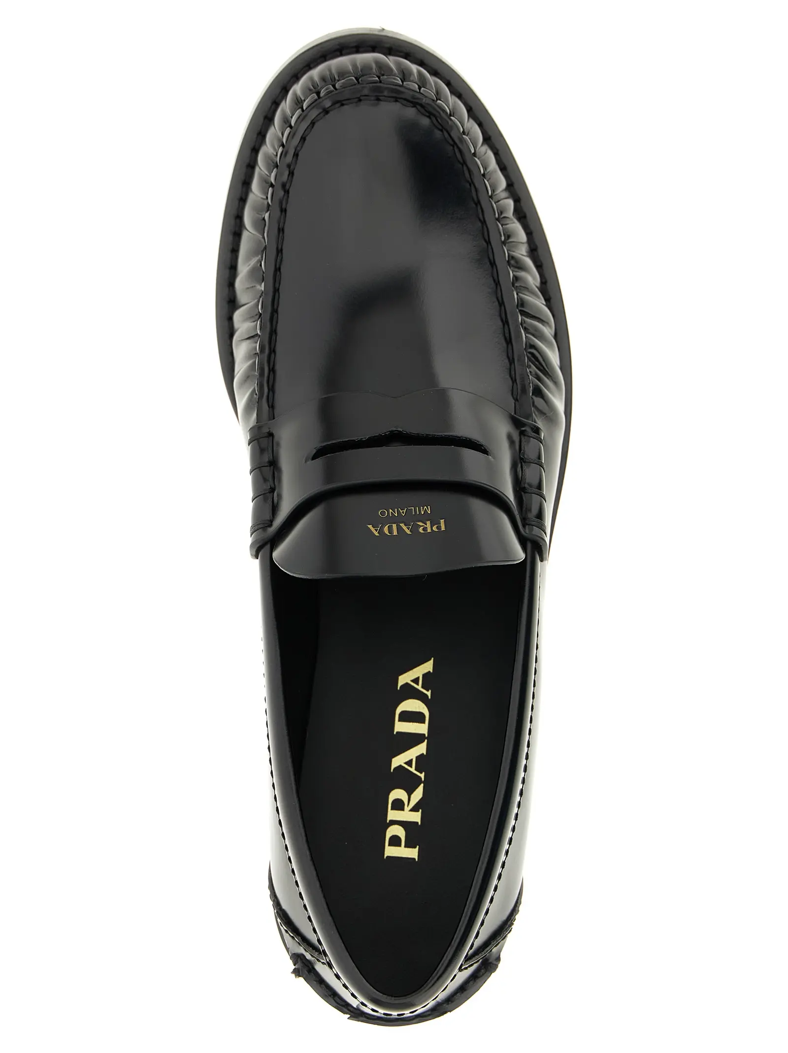 Лофери Brushed leather Prada Чорні 4 Brushed leather loafers 100% calfskin leather (Bos Taurus) PRADA Black