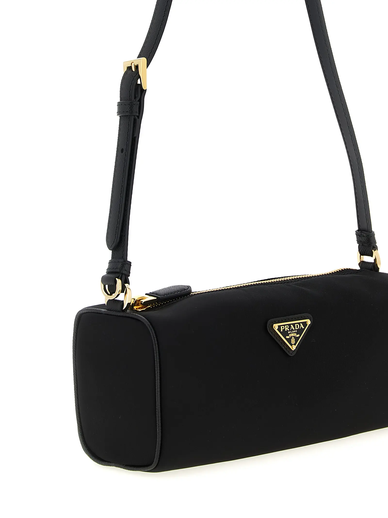 Сумка через плече Prada Triangle Logo Чорна 3 Triangle logo shoulder bag Woman PRADA Black