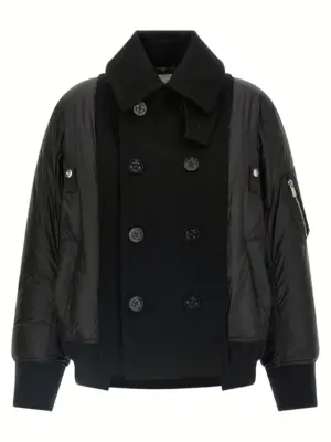 Wool insert bomber jacket SACAI Black