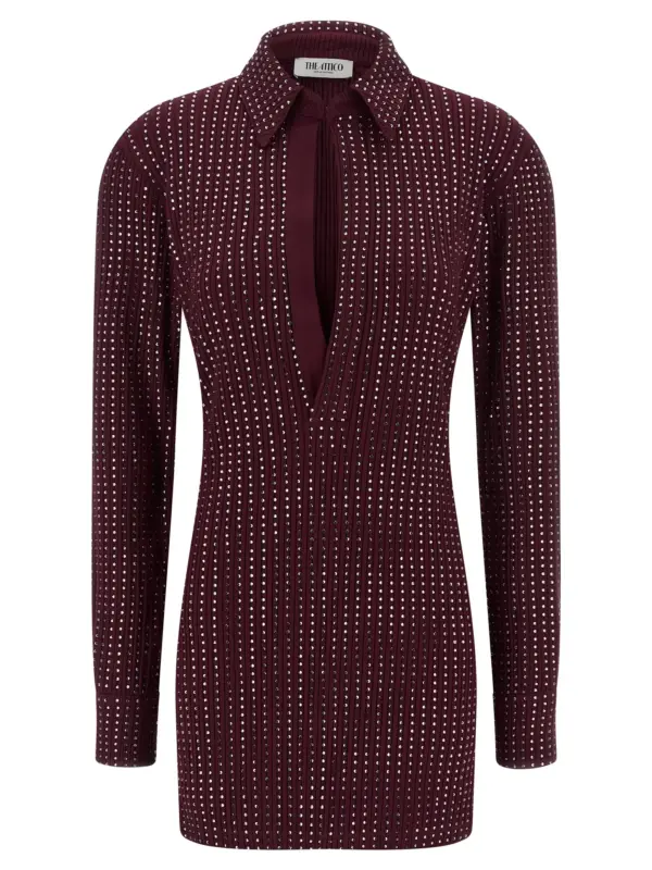 Rhinestone dress THE ATTICO Bordeaux