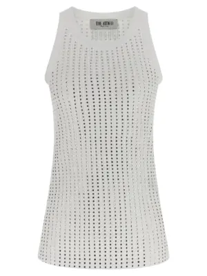 Rhinestone tank top THE ATTICO White