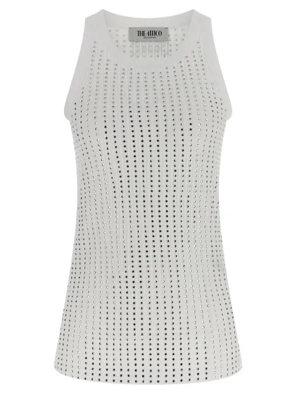 Rhinestone tank top THE ATTICO White