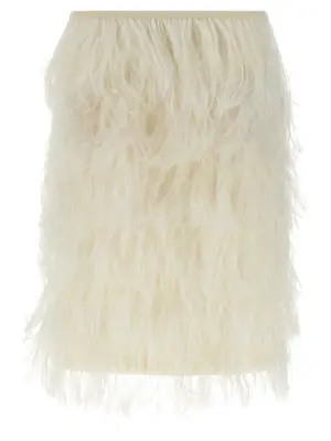 Ostrich feather skirt THE ATTICO White