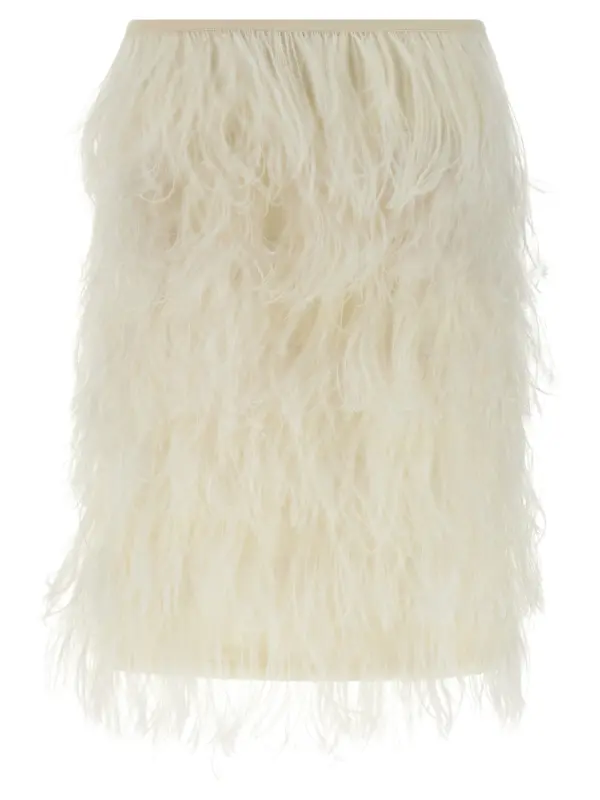 Ostrich feather skirt THE ATTICO White