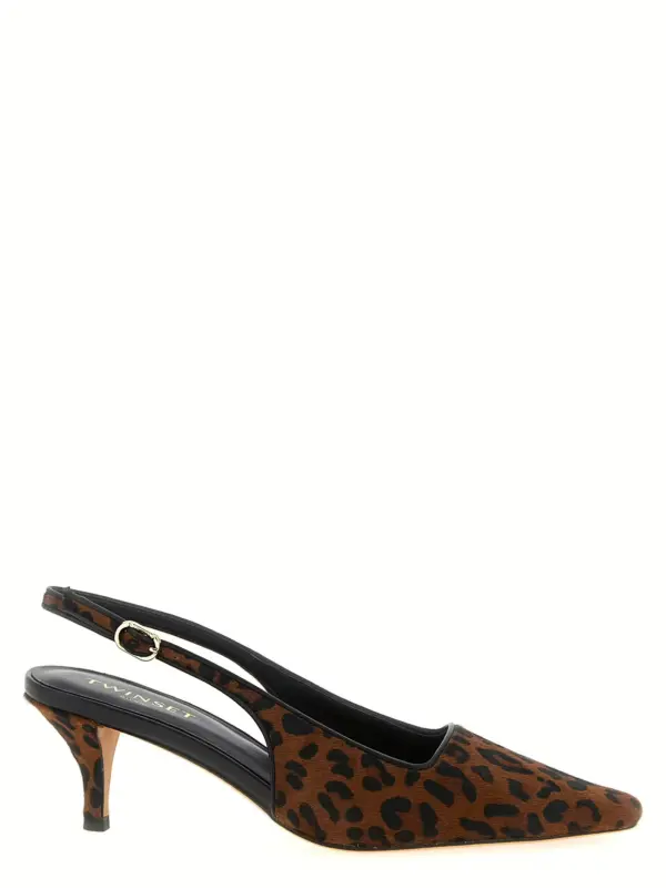 Animal print slingbacks TWIN SET Brown