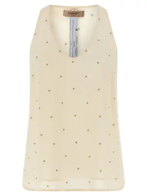 Lurex embroidery tank top TWIN SET Beige